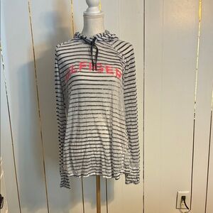 Striped Hoodie with Pink Logo